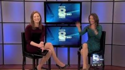 Stacey (right) talking with former anchor &amp;amp; State Assembly Candidate Rachel Barnhardt (left)